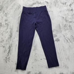 Tapata Pants Womens M Blue High Waist Skinny Stretch Knit Cropped Wide Waistband